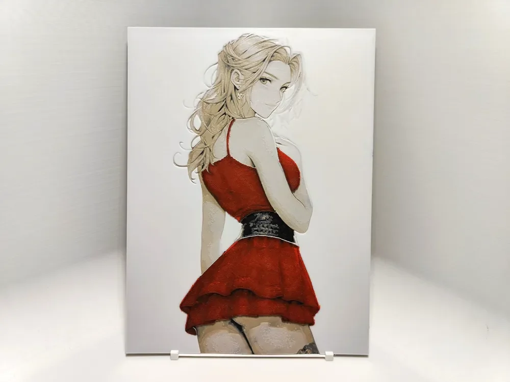 HueForge model: Anime Woman in Red - Hueforge by BeaN