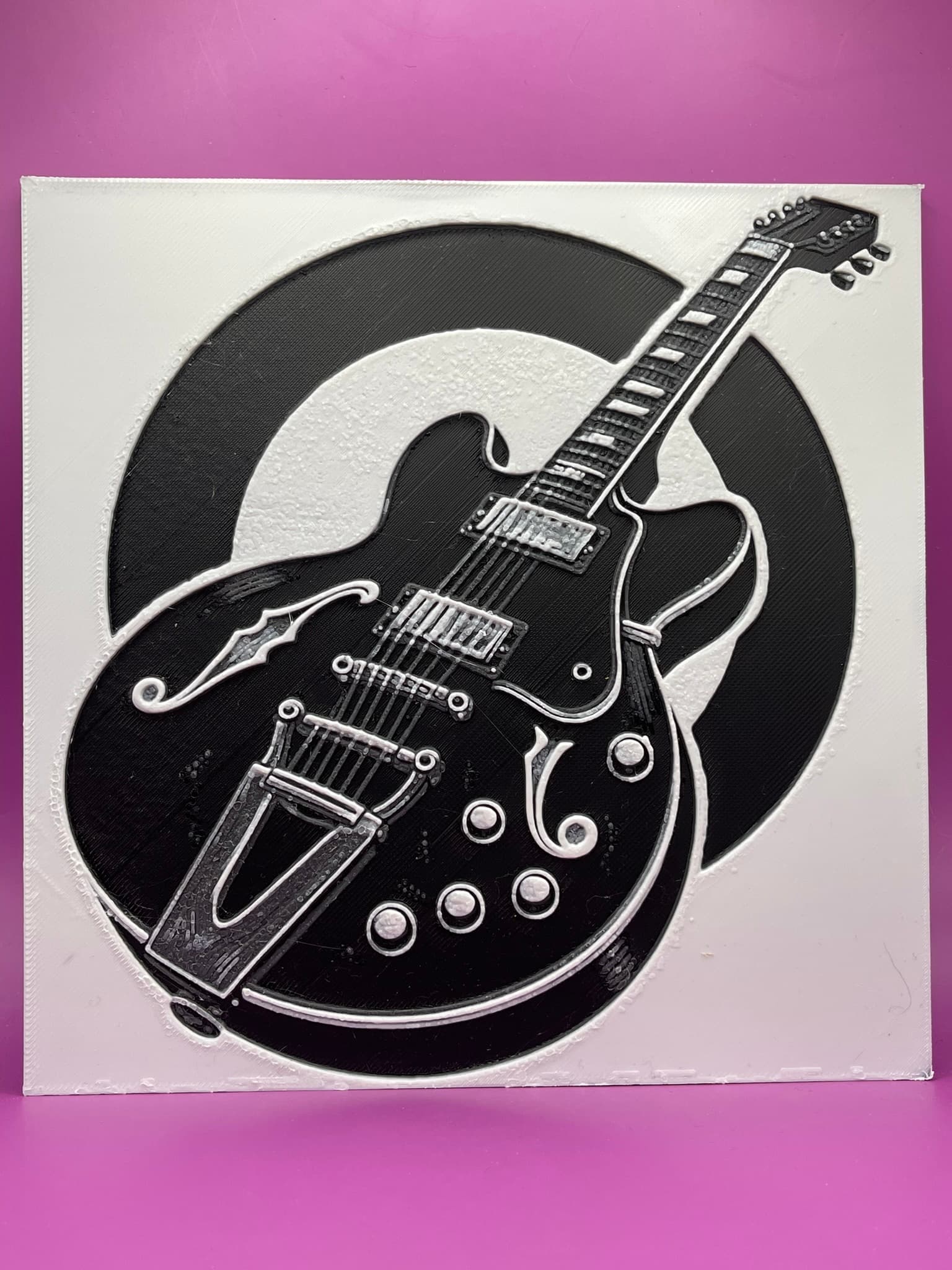 Gibson Guitar HueForge Woodblock Print Poster Art Gibson Guitar HueForge Woodblock Print Poster Art