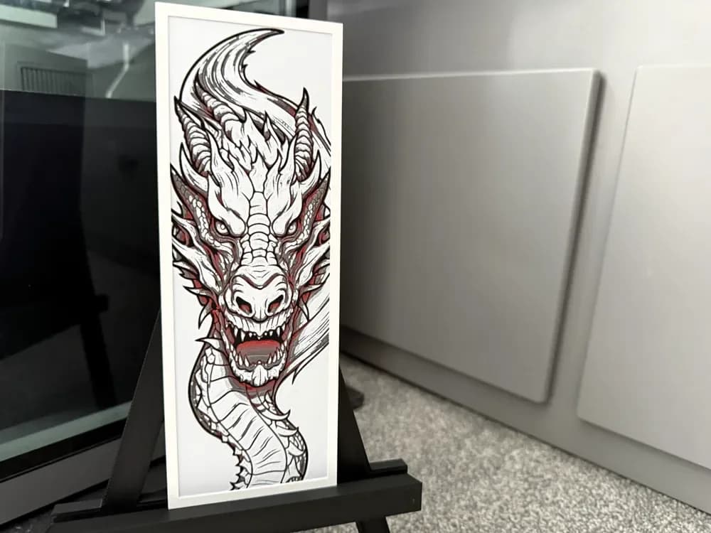 Crimson Fury | Stylized Dragon Hueforge by Welsh Maker HueForge model: Crimson Fury | Stylized Dragon Hueforge by Welsh Maker