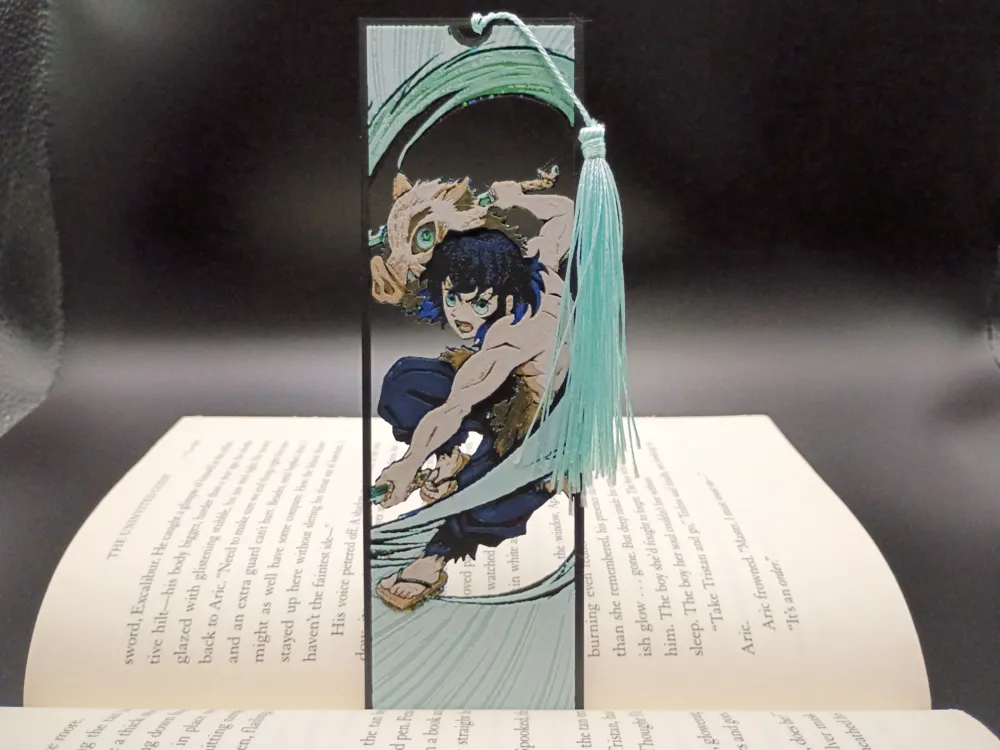 Demon Slayer, Inosuke Hashibira Bookmark Framed by 3djd HueForge model: Demon Slayer, Inosuke Hashibira Bookmark Framed by 3djd