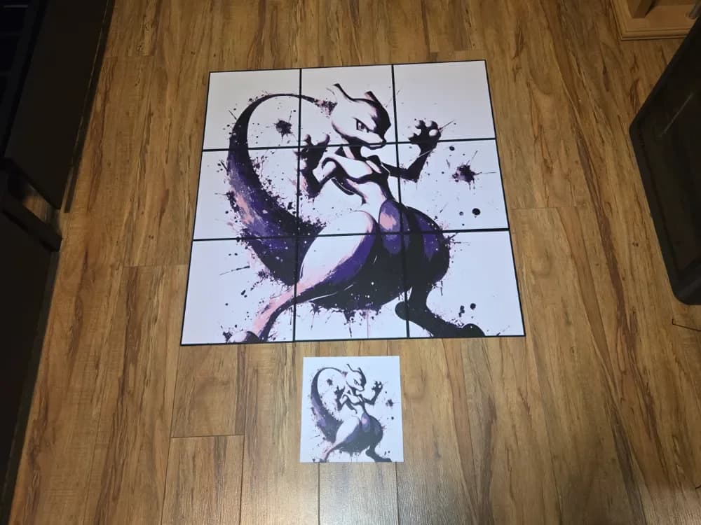 Graffiti Mewtwo Glow Hueforge - 600x600m Graffiti Mewtwo Glow Hueforge - 600x600m