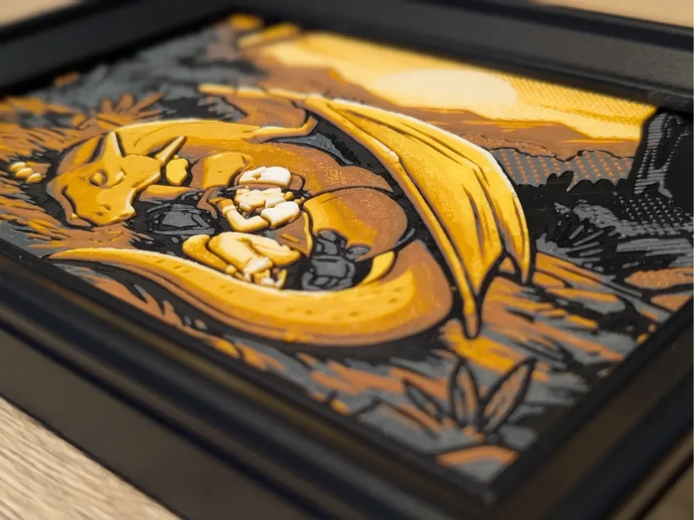 Charizard & Ash Hueforge 7x5 by Nextopia HueForge model: Charizard & Ash Hueforge 7x5 by Nextopia