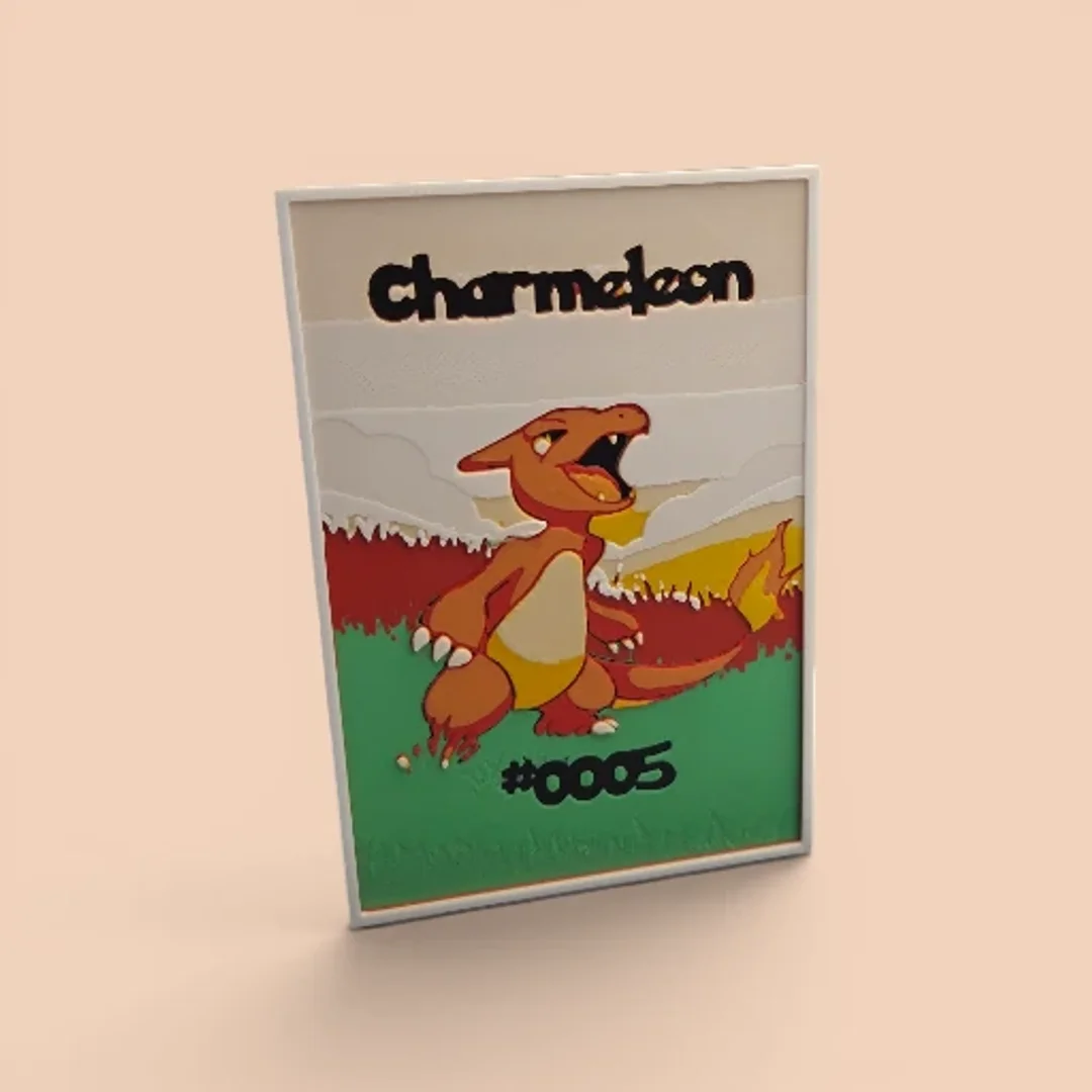 Charmeleon and Charizard Cards by MythicHue's HueForge model: Charmeleon and Charizard Cards by MythicHue's