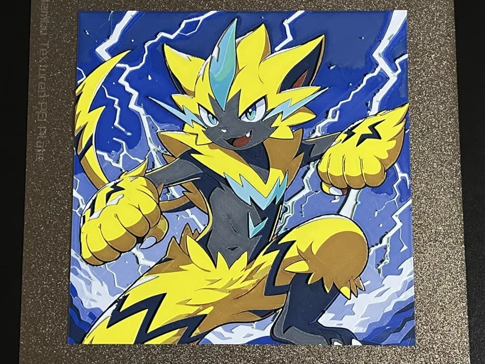 Zeraora in lightning fury pokemon hueforge by FantasyZ HueForge model: Zeraora in lightning fury pokemon hueforge by FantasyZ