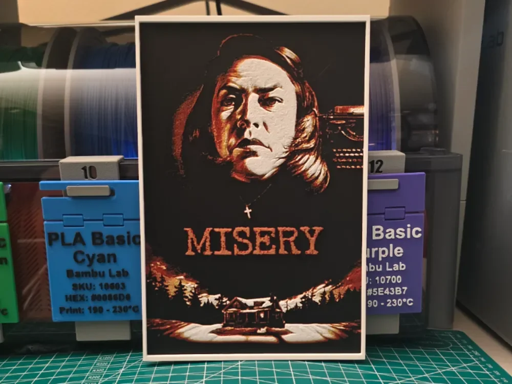 Misery Movie Poster - Hueforge Art by Lumpy3D HueForge model: Misery Movie Poster - Hueforge Art by Lumpy3D