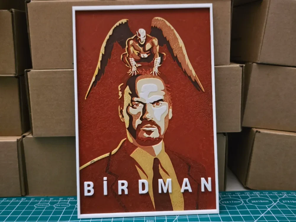 Birdman Movie Poster - Hueforge Art by Lumpy3D HueForge model: Birdman Movie Poster - Hueforge Art by Lumpy3D