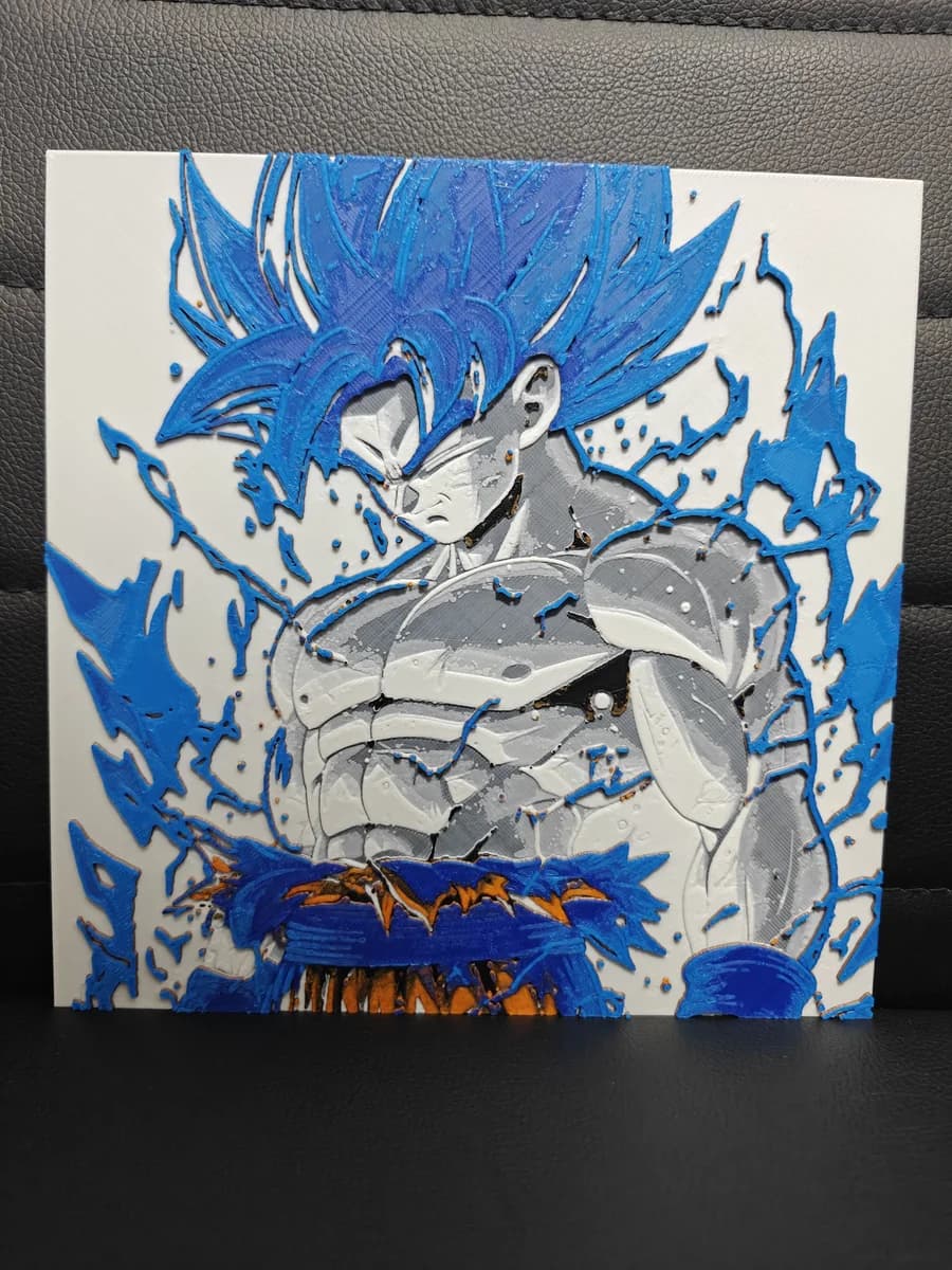 HueForge model: Goku SSJ Blue by TheHueforgeLady