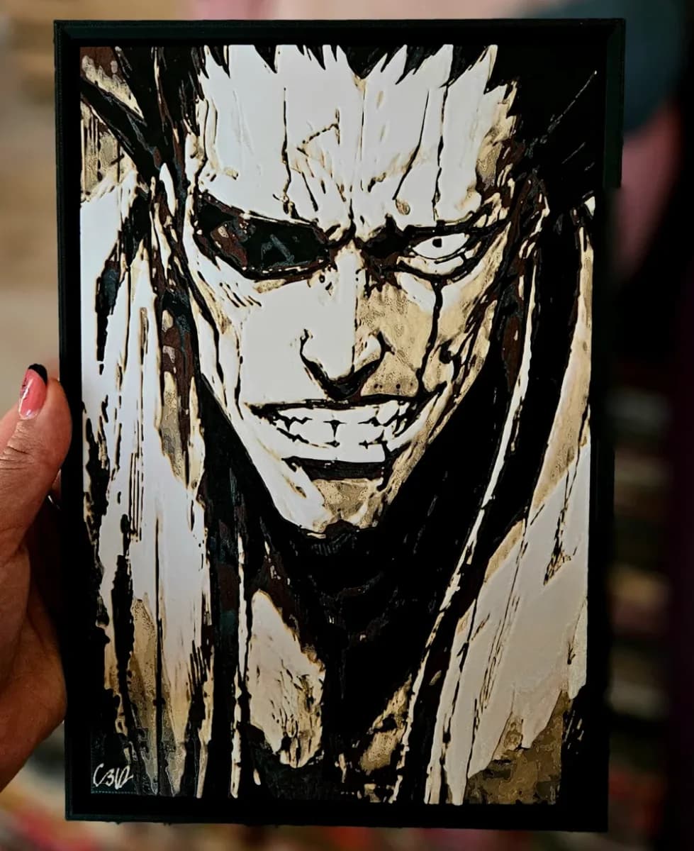 Zaraki Kenpachi - Bleach (Filament Painting) by C3D HueForge model: Zaraki Kenpachi - Bleach (Filament Painting) by C3D