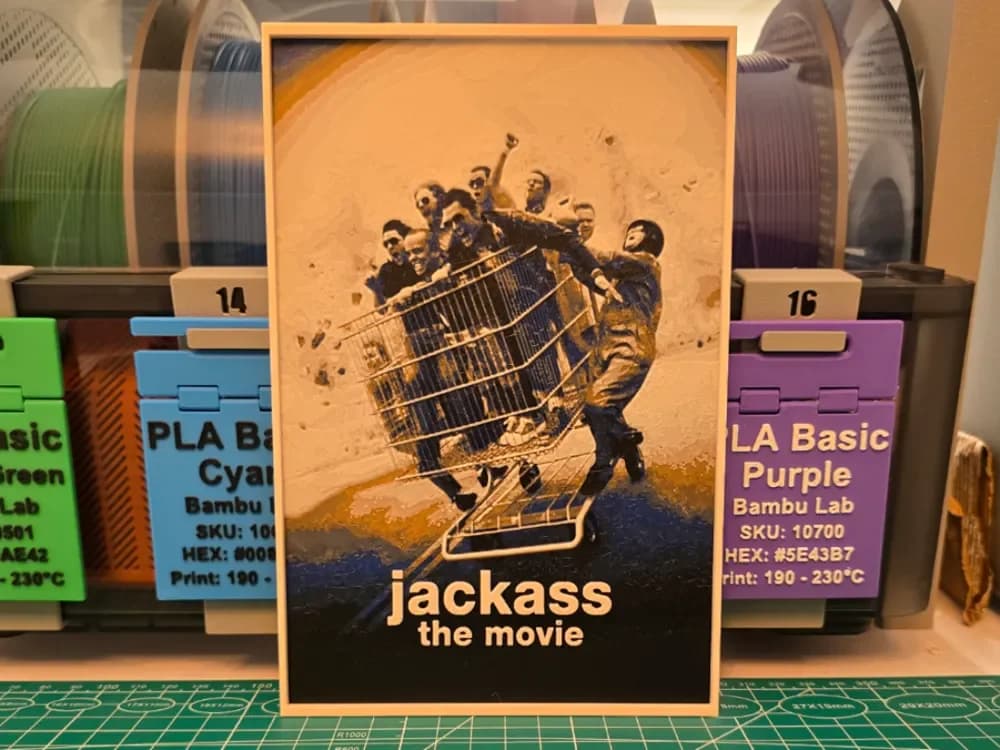 Jackass: The Movie Movie Poster - Hueforge Art by Lumpy3D HueForge model: Jackass: The Movie Movie Poster - Hueforge Art by Lumpy3D
