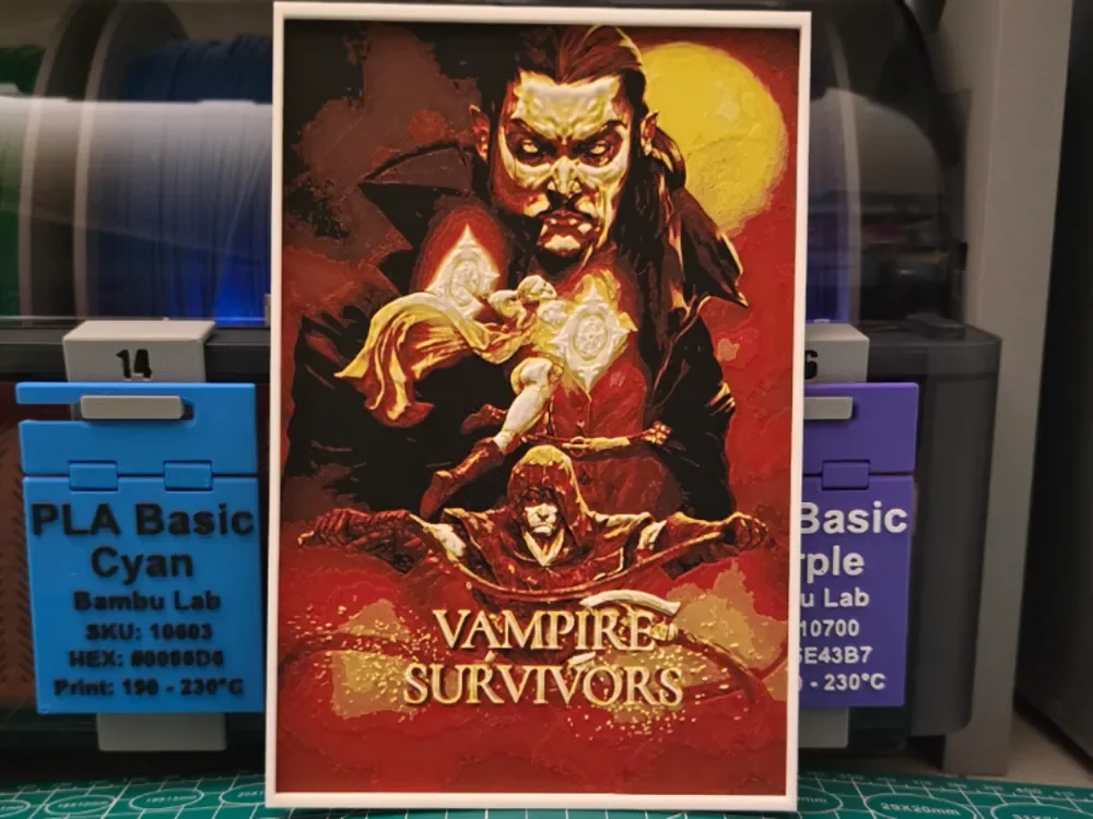 Vampire Survivors Poster - Hueforge Art by Lumpy3D HueForge model: Vampire Survivors Poster - Hueforge Art by Lumpy3D