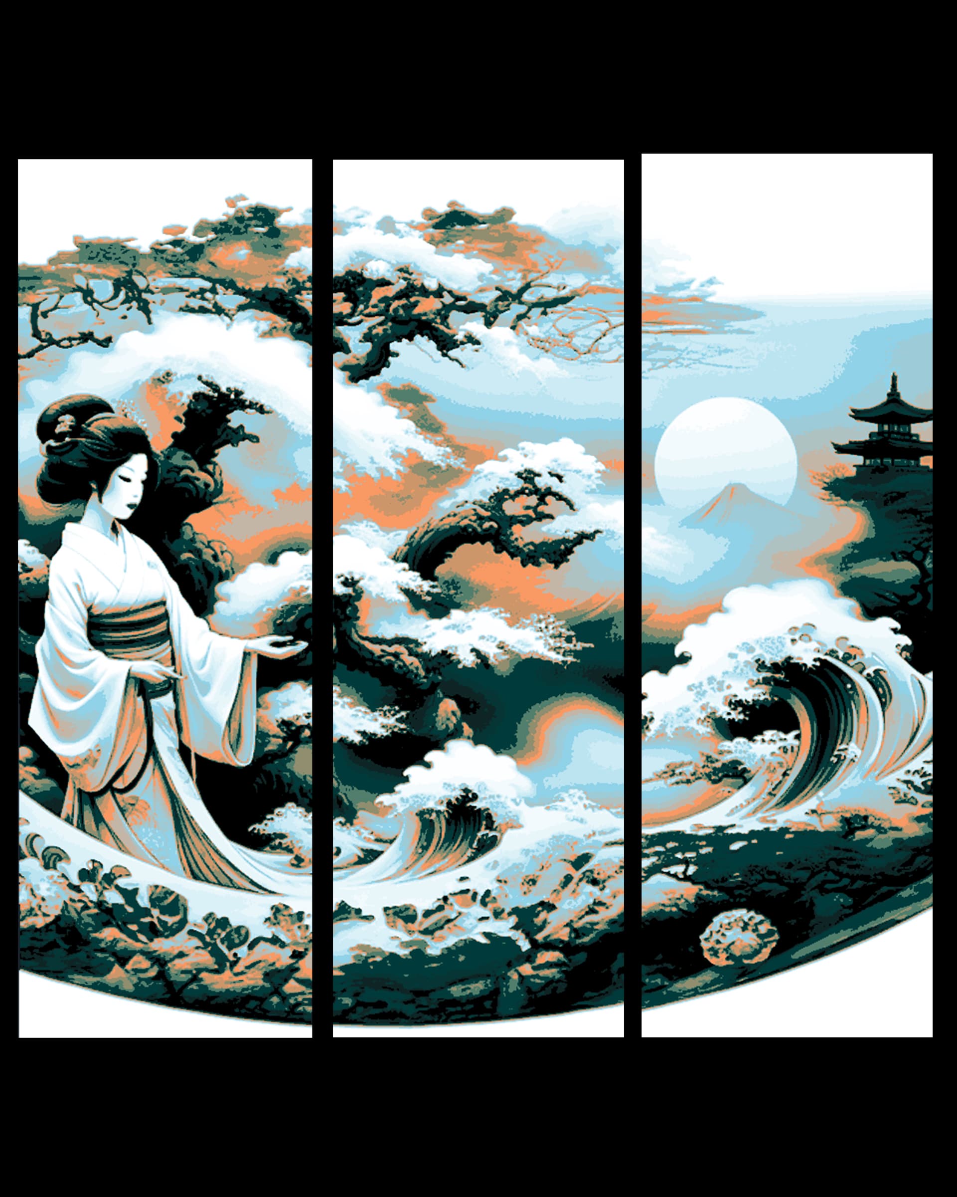 An artists depiction of the Oceans of Japan - Set in Bookmarks An artists depiction of the Oceans of Japan - Set in Bookmarks