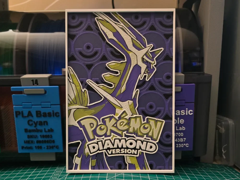Pokémon Diamond Version Poster - Hueforge Art by Lumpy3D HueForge model: Pokémon Diamond Version Poster - Hueforge Art by Lumpy3D