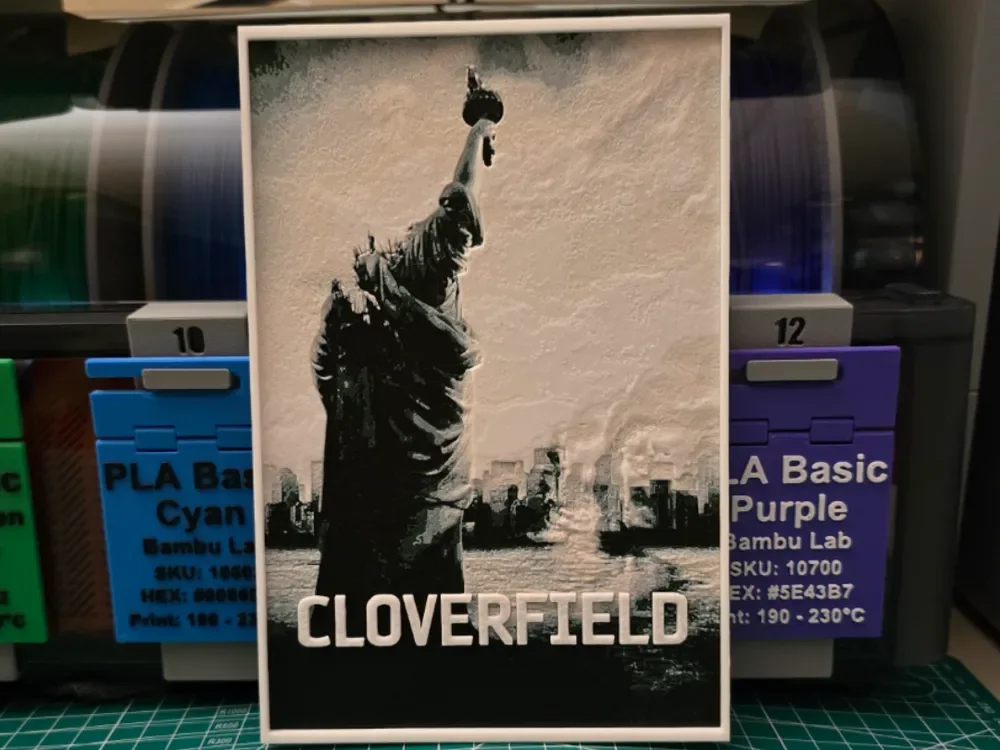 Cloverfield Movie Poster - Hueforge Art by Lumpy3D HueForge model: Cloverfield Movie Poster - Hueforge Art by Lumpy3D