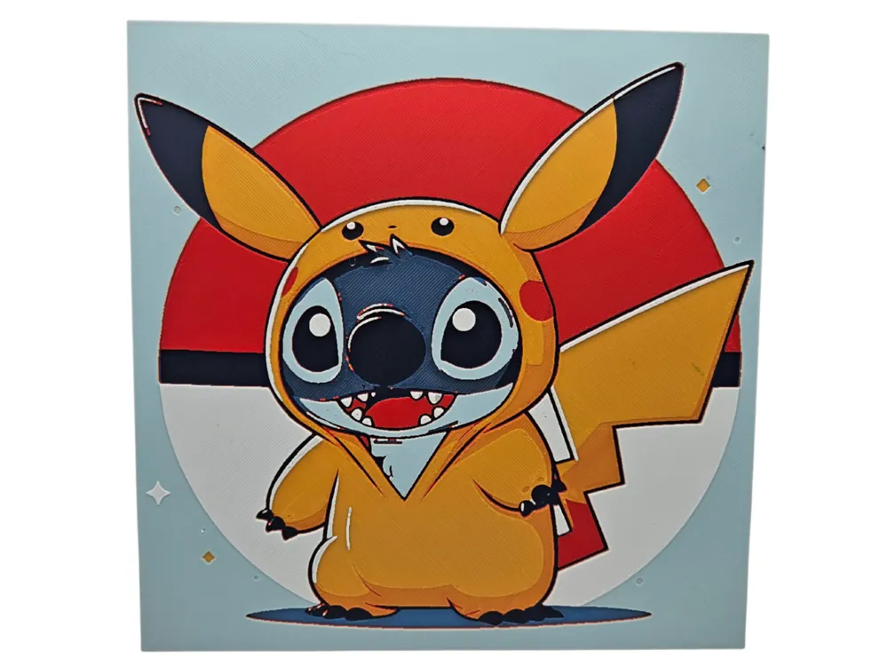 Pikachu Stitch by BusyKikiBee HueForge model: Pikachu Stitch by BusyKikiBee