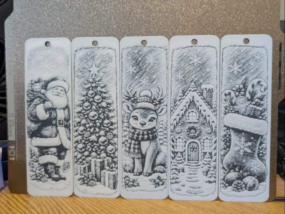 Set of 5 christmas bookmarks - Hueforge by 3dGlow HueForge model: Set of 5 christmas bookmarks - Hueforge by 3dGlow
