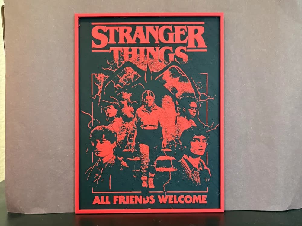 Stranger Things - All Friends Welcome Hueforge by Estiv HueForge model: Stranger Things - All Friends Welcome Hueforge by Estiv