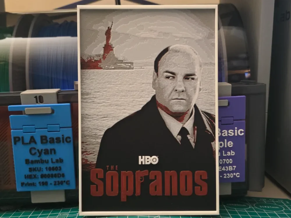 The Sopranos Poster - Hueforge Art by Lumpy3D HueForge model: The Sopranos Poster - Hueforge Art by Lumpy3D
