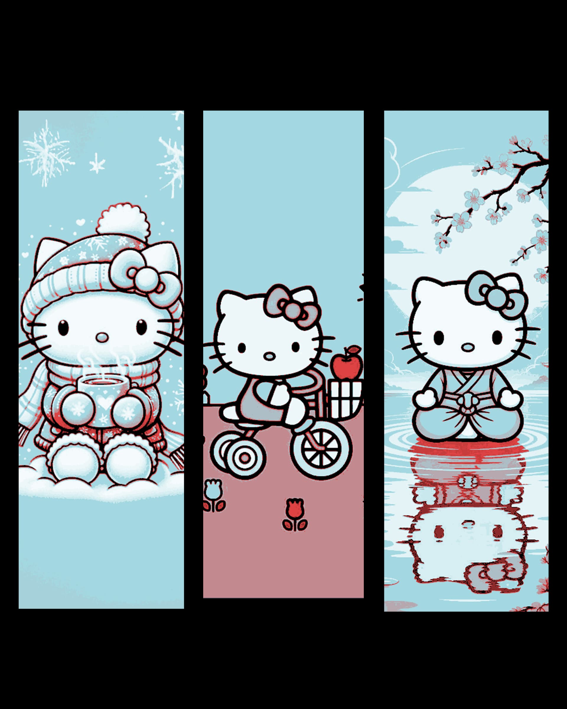 Hello Kitty Fanart - Blue and Pink Set of Bookmarks by BooneCo3d HueForge model: Hello Kitty Fanart - Blue and Pink Set of Bookmarks by BooneCo3d