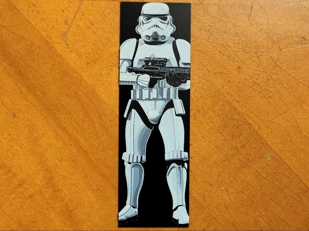 Stormtrooper Bookmark - 3 Colours - Hueforge by Sarge HueForge model: Stormtrooper Bookmark - 3 Colours - Hueforge by Sarge