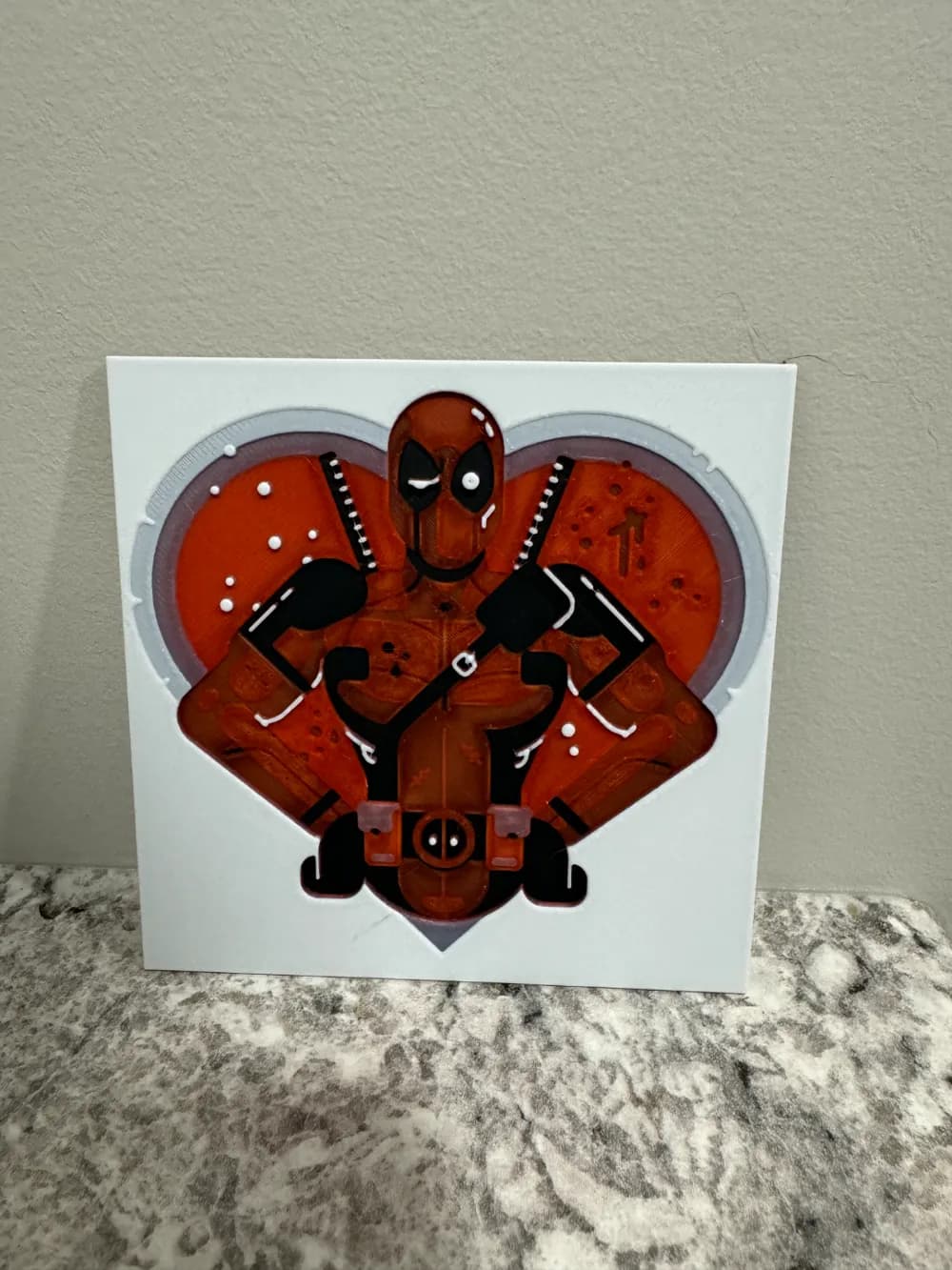 HueForge model: Deadpool Valentine - Hueforge 100x100 by Canadian Gamer