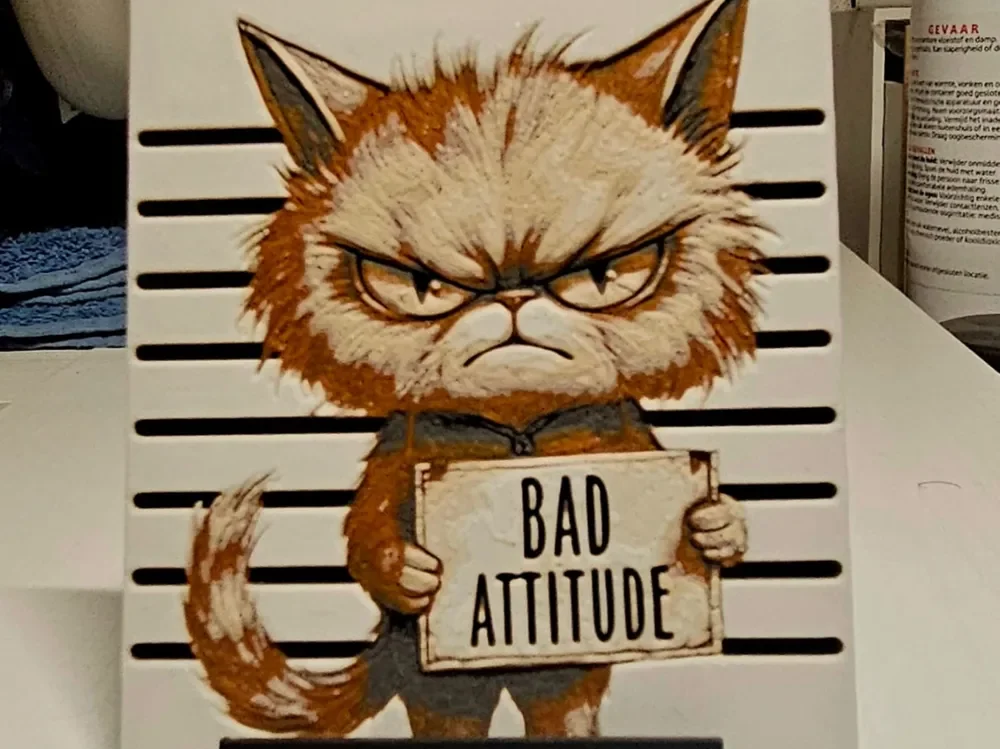Bad Attitude Cat by Mano's 3d_Art HueForge model: Bad Attitude Cat by Mano's 3d_Art