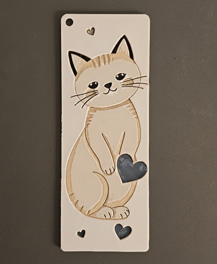 Valentine Kitty Bookmark8 - Hueforge - 4 colors Valentine Kitty Bookmark8 - Hueforge - 4 colors