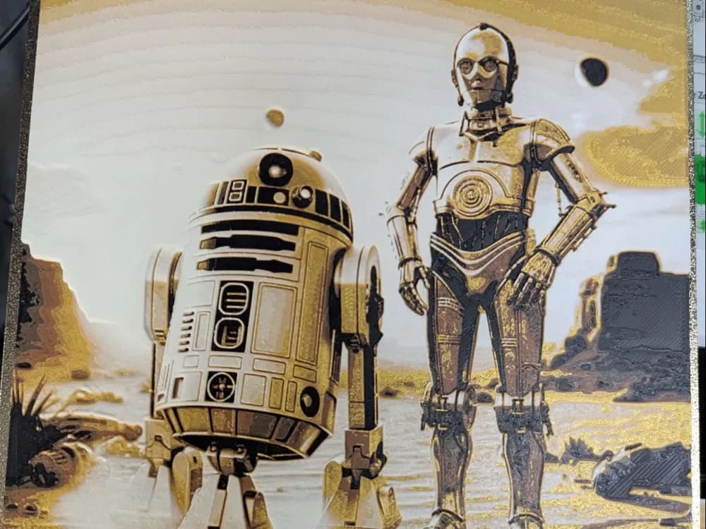 hueforge r2D2 et C3Po v2 Artoo-Detoo by ZombiePaint3D HueForge model: hueforge r2D2 et C3Po v2 Artoo-Detoo by ZombiePaint3D
