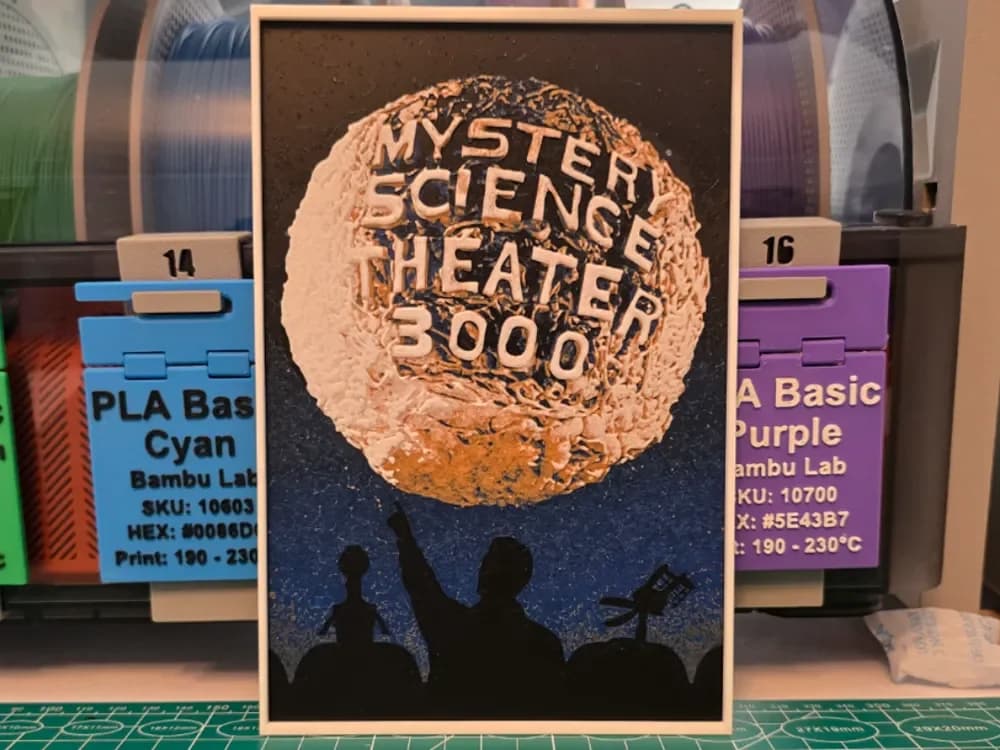 Mystery Science Theater 3000 Poster - Hueforge Art by Lumpy3D HueForge model: Mystery Science Theater 3000 Poster - Hueforge Art by Lumpy3D
