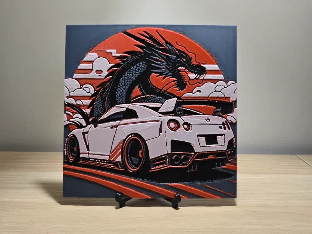Nissan GTR Dragon Hueforge by Kactus Fpv HueForge model: Nissan GTR Dragon Hueforge by Kactus Fpv