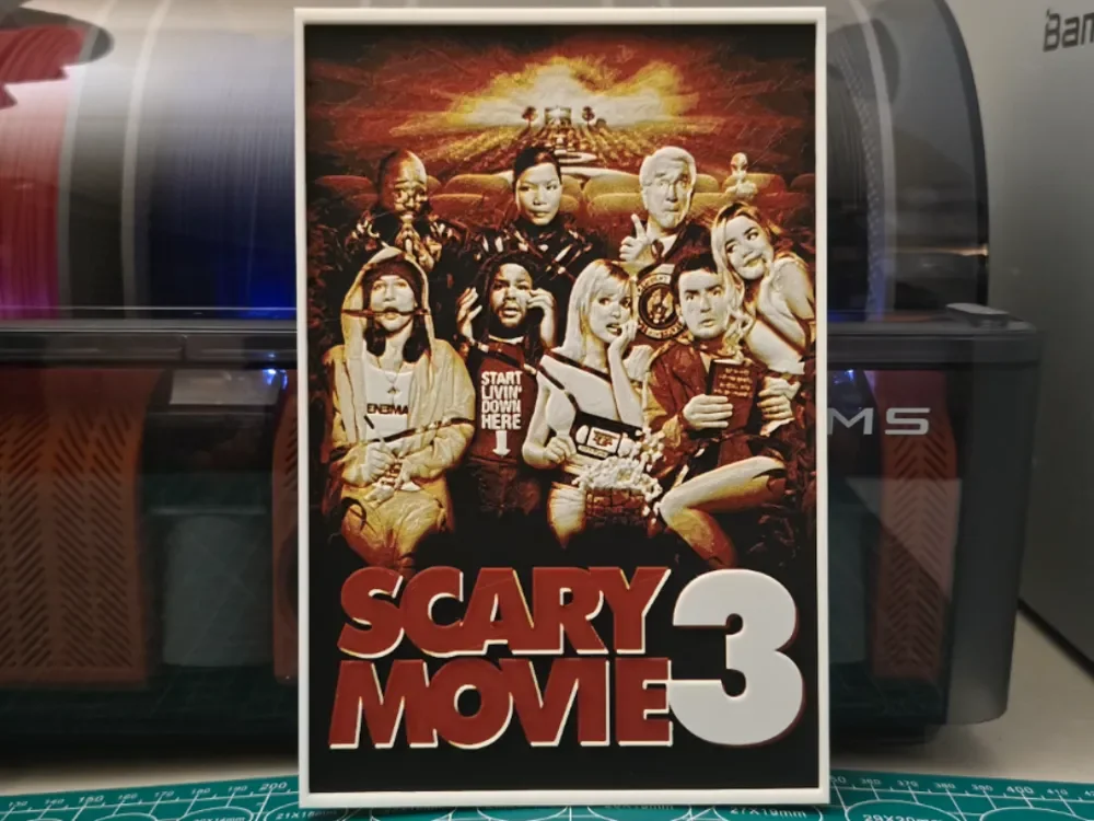 Scary Movie 3 Movie Poster - Hueforge Art by Lumpy3D HueForge model: Scary Movie 3 Movie Poster - Hueforge Art by Lumpy3D