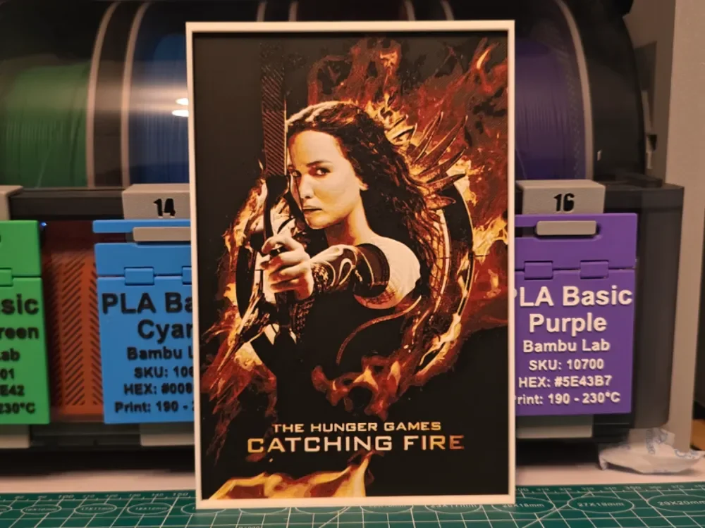 The Hunger Games: Catching Fire Movie Poster by Lumpy3D HueForge model: The Hunger Games: Catching Fire Movie Poster by Lumpy3D