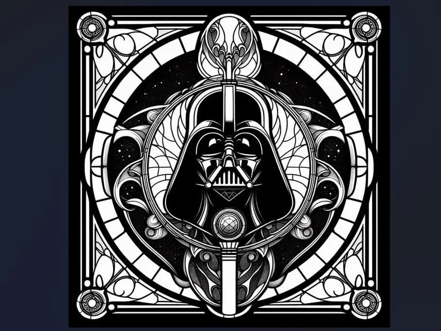 Hueforge Star Wars - Vidriera Darth Vader B&N by Luckyfer HueForge model: Hueforge Star Wars - Vidriera Darth Vader B&N by Luckyfer