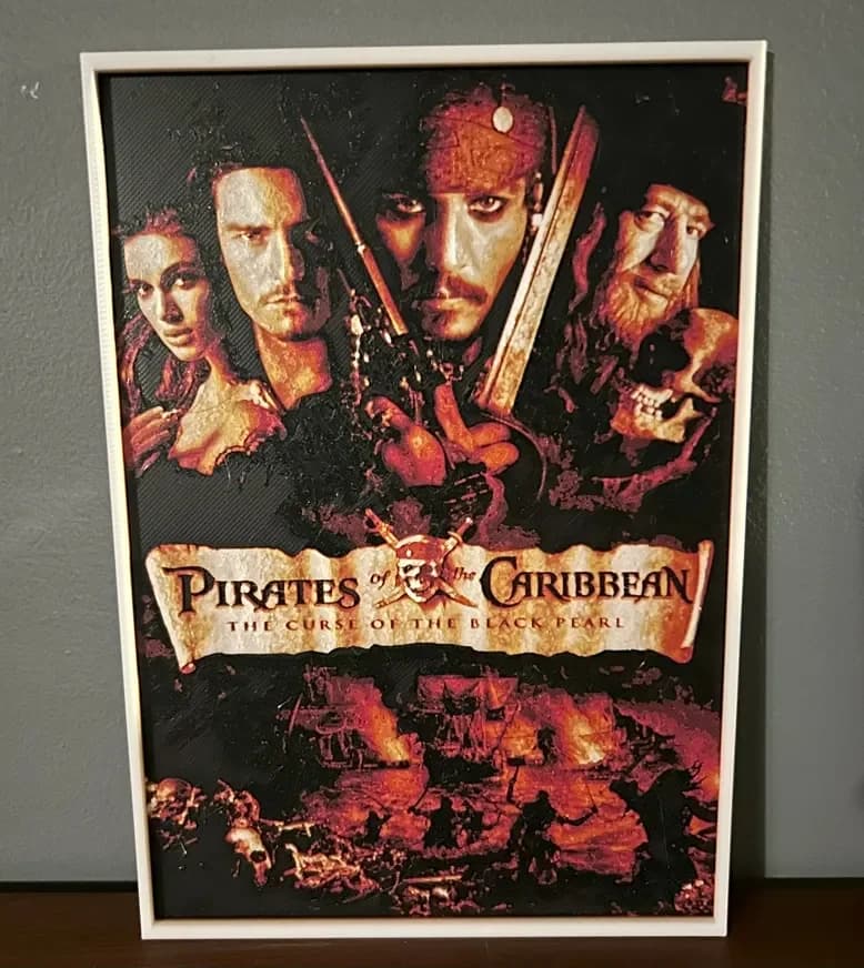 Hueforge Movie Poster - Pirates of the Caribbean - by JoDau HueForge model: Hueforge Movie Poster - Pirates of the Caribbean - by JoDau