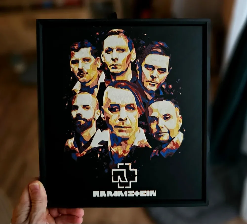 Rammstein Poster (Filament Painting) by C3D HueForge model: Rammstein Poster (Filament Painting) by C3D