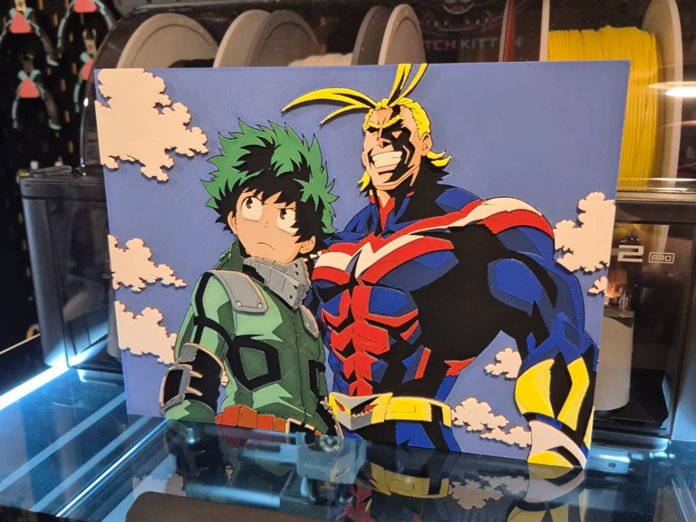 My Hero Academia - Deku and All Might MHA Hueforge by Glitch Kitten HueForge model: My Hero Academia - Deku and All Might MHA Hueforge by Glitch Kitten