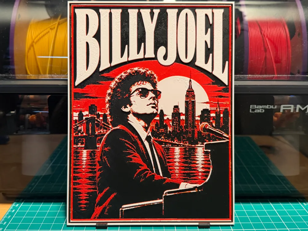 Bill Joel Poster by liv_3d HueForge model: Bill Joel Poster by liv_3d