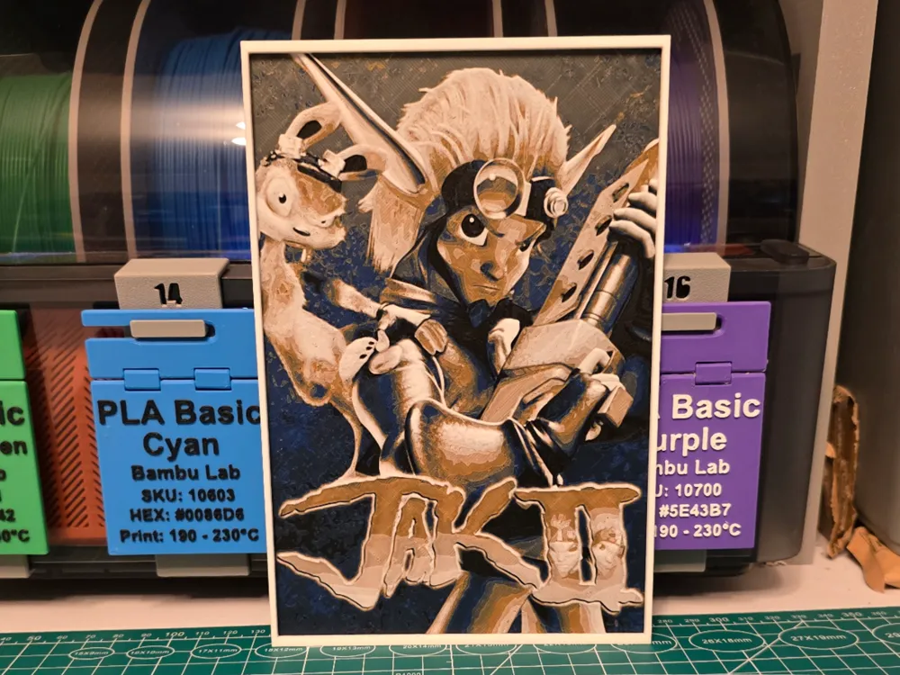 Jak II Game Poster - Hueforge Art by Lumpy3D HueForge model: Jak II Game Poster - Hueforge Art by Lumpy3D