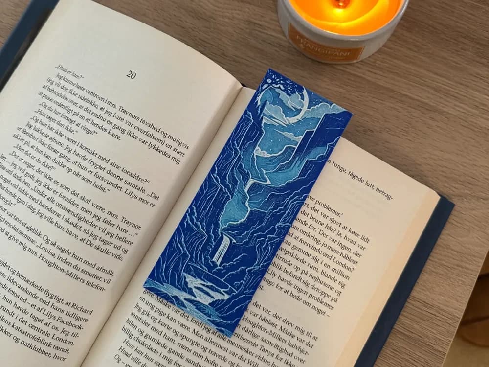 Winter Bookmark - Moonlit Mountains Winter Bookmark - Moonlit Mountains