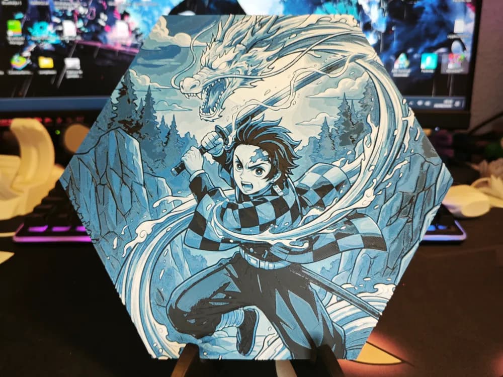Hueforge Tanjiro Kamado Demon Slayer in honeycomb mode Hueforge Tanjiro Kamado Demon Slayer in honeycomb mode