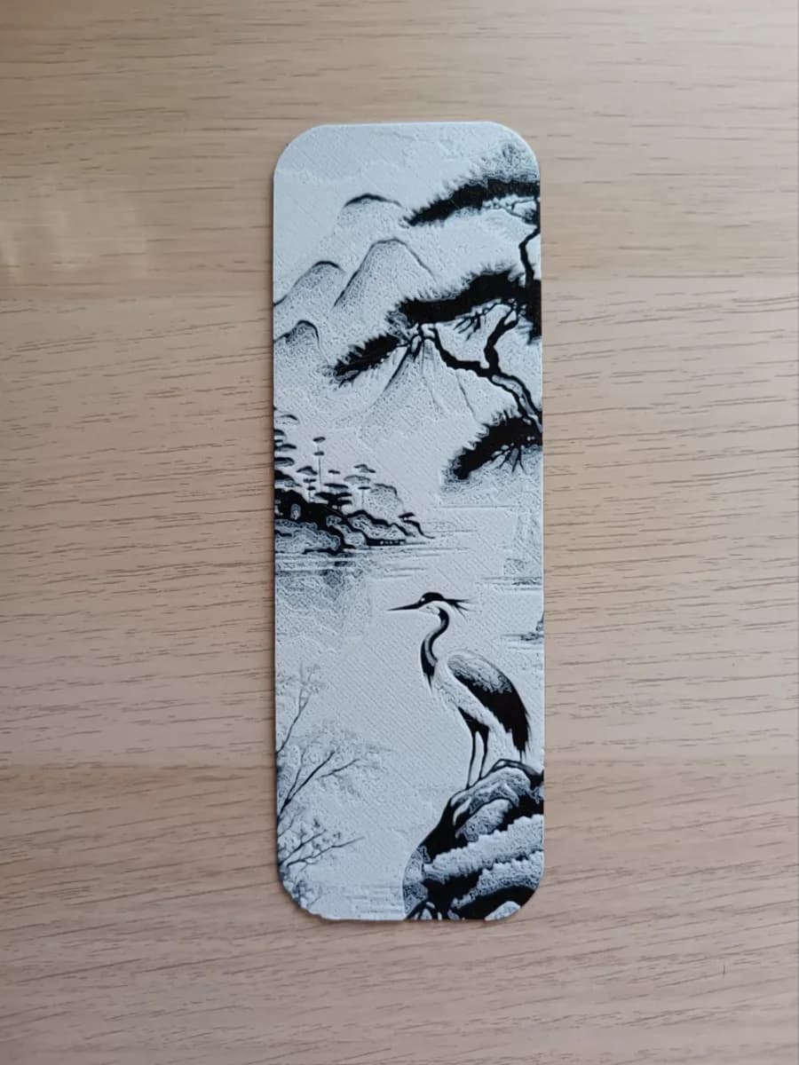 Bird Japanese Lake Bookmark by Atrus Design HueForge model: Bird Japanese Lake Bookmark by Atrus Design