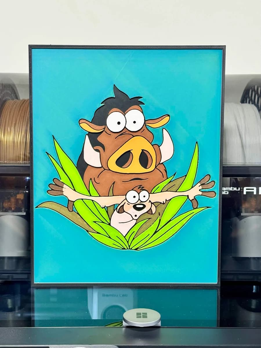 Timon and Pumbaa by Strata Prints HueForge model: Timon and Pumbaa by Strata Prints