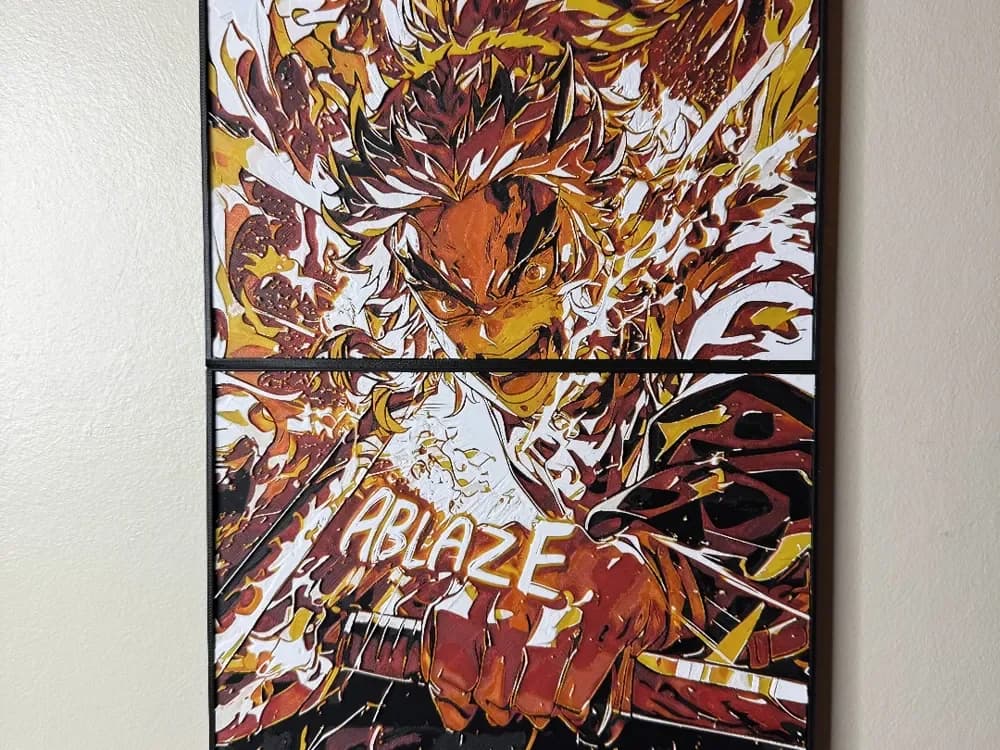 Hueforge poster kyojuro Rengoku Ablaze DemonSlayer by SBC Creations HueForge model: Hueforge poster kyojuro Rengoku Ablaze DemonSlayer by SBC Creations