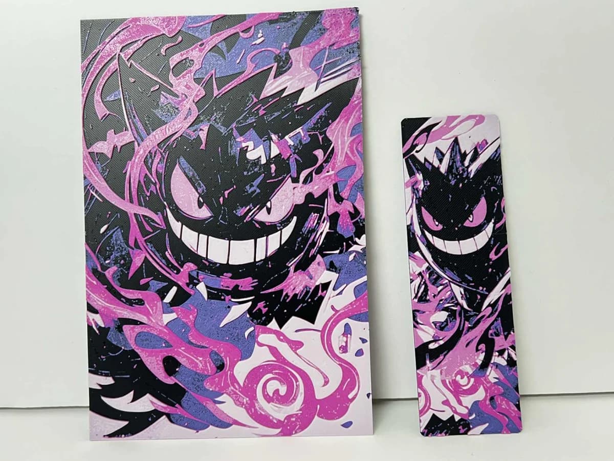 Gengar - Bookmark / Portrait by 3djd HueForge model: Gengar - Bookmark / Portrait by 3djd