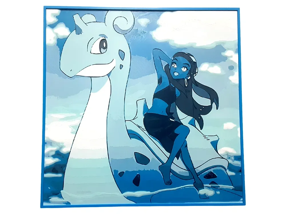 HueForge model: Nessa Lapras Hueforge Pokemon Water Type Blue by Elsie Moonshadow