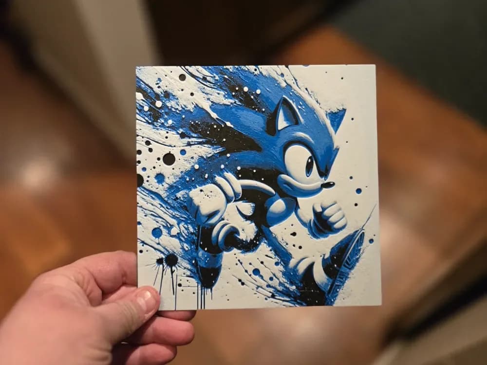 Graffiti Sonic Hueforge by 3Ree Printing HueForge model: Graffiti Sonic Hueforge by 3Ree Printing
