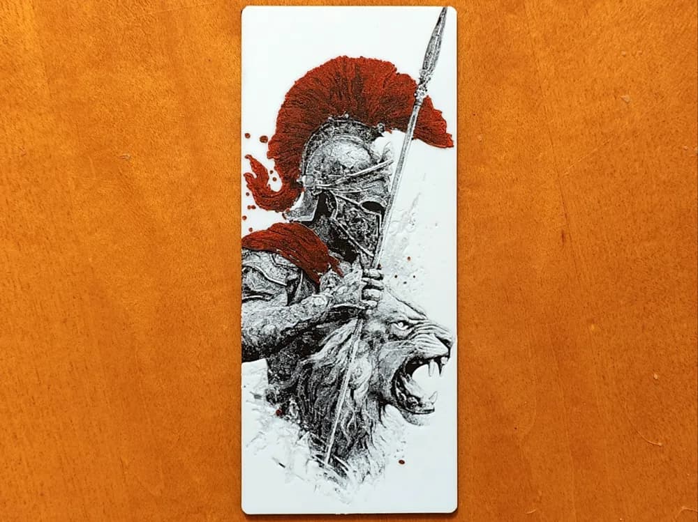 Spartan and Lion Bookmark - Hueforge Spartan and Lion Bookmark - Hueforge