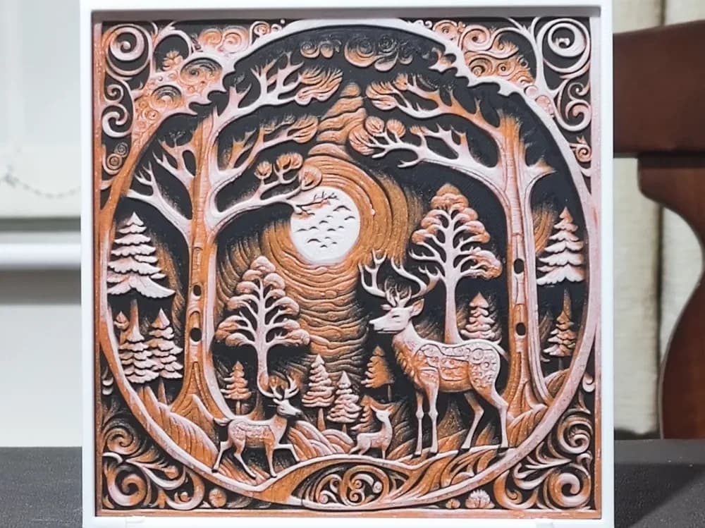 Wood Carving In The Forest - HueForge 3 Color by BoDad HueForge model: Wood Carving In The Forest - HueForge 3 Color by BoDad