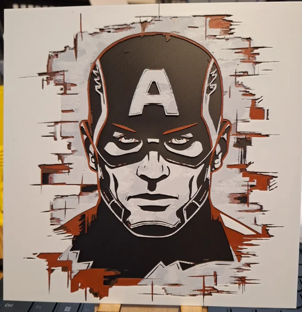 Captain America - Hueforge - A1 Mini Profile Inc by 3dGlow HueForge model: Captain America - Hueforge - A1 Mini Profile Inc by 3dGlow