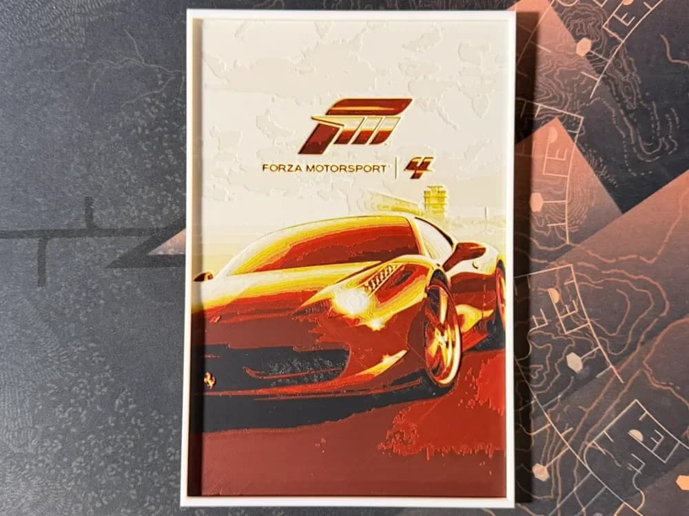 Forza Motorsport 4 - HueForge Game by ZorPrime7 HueForge model: Forza Motorsport 4 - HueForge Game by ZorPrime7