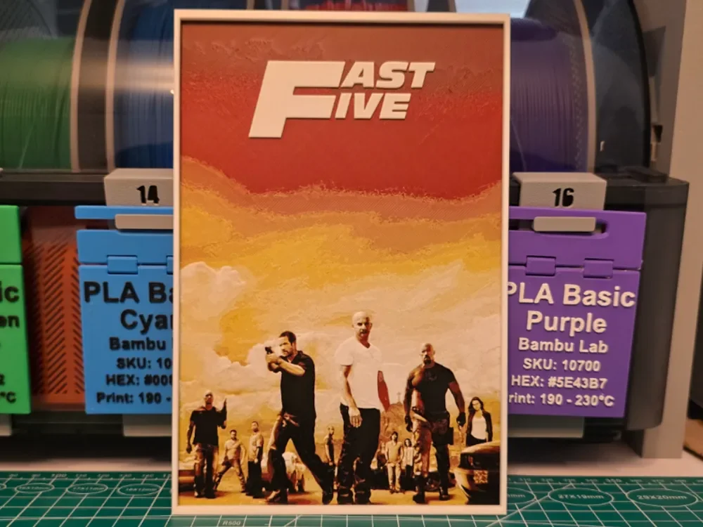 Fast Five Movie Poster - Hueforge Art by Lumpy3D HueForge model: Fast Five Movie Poster - Hueforge Art by Lumpy3D